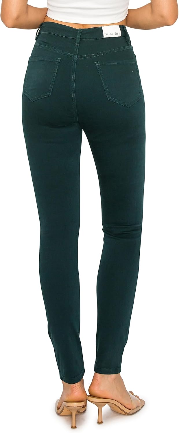 KHAKI & BLUE Women’s The Everyday Garment-Dyed Skinny Jeans – High Rise Comfy Soft Stretchy Casual Pants 79352JDM405_DGN 6 Dark Green