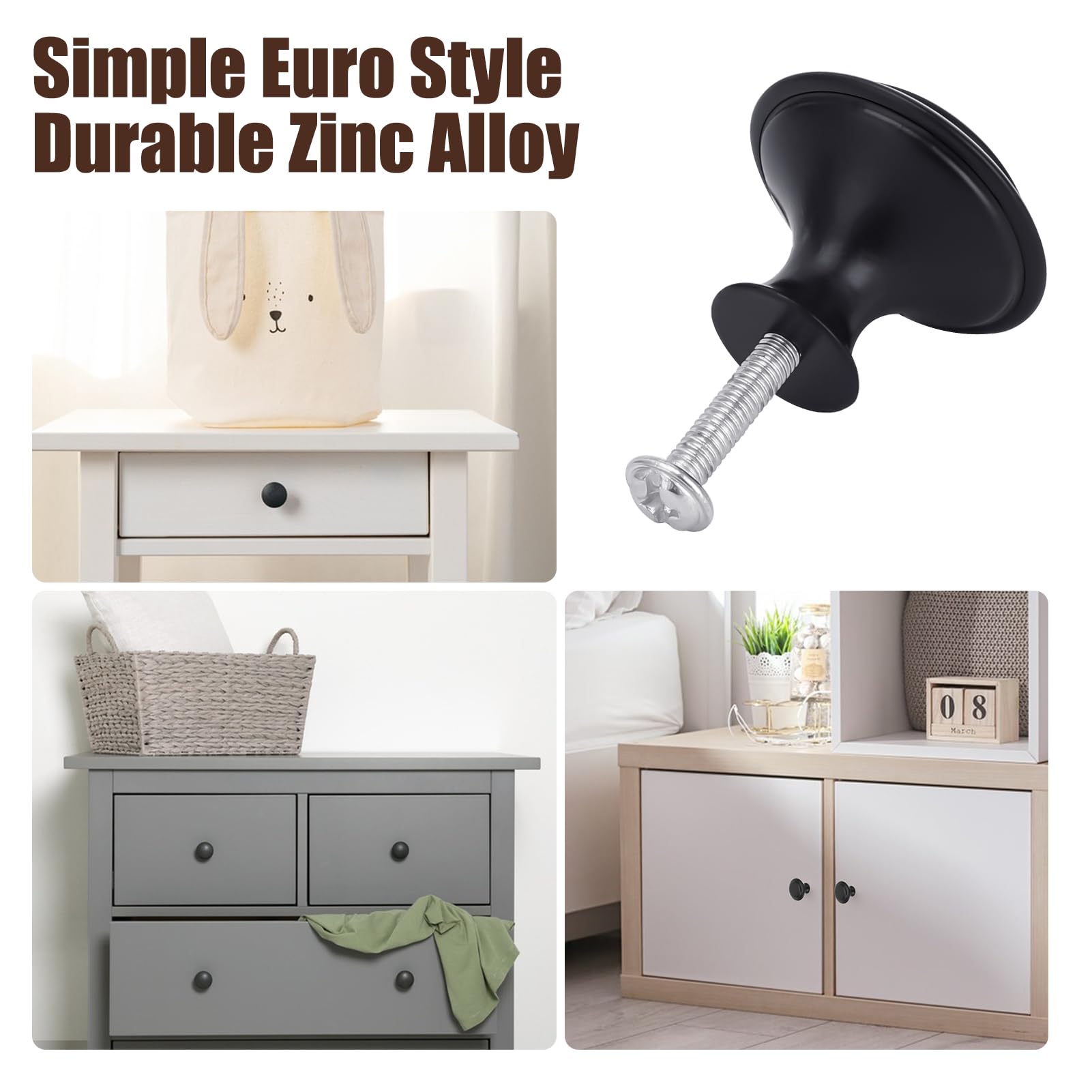 WYTNB Pomoli Per Mobili Nero - 16 Pezzi, Rotondi A Fungo, Con Viti, Per Cassetti E Armadi - Foto 5