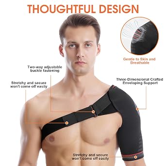 Rotator Cuff Shoulder Support Brace, Adjustable Shoulder Brace for Men and Women Adjustable Shoulder Compression Sleeve Support Shoulder Brace Arm Sling Immobilizer for Pain Relief,Sleep,Injury (L/XL)