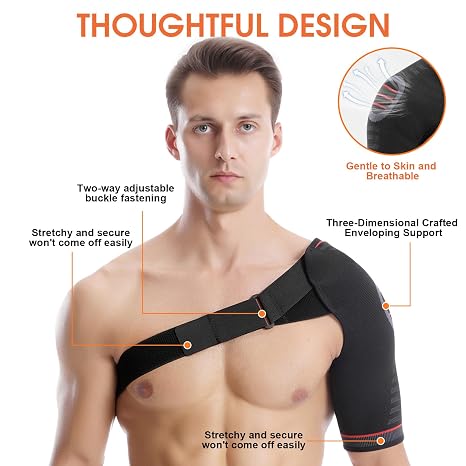 Rotator Cuff Shoulder Support Brace, Adjustable Shoulder Brace for Men and Women Adjustable Shoulder Compression Sleeve Support Shoulder Brace Arm Sling Immobilizer for Pain Relief,Sleep,Injury (L/XL)