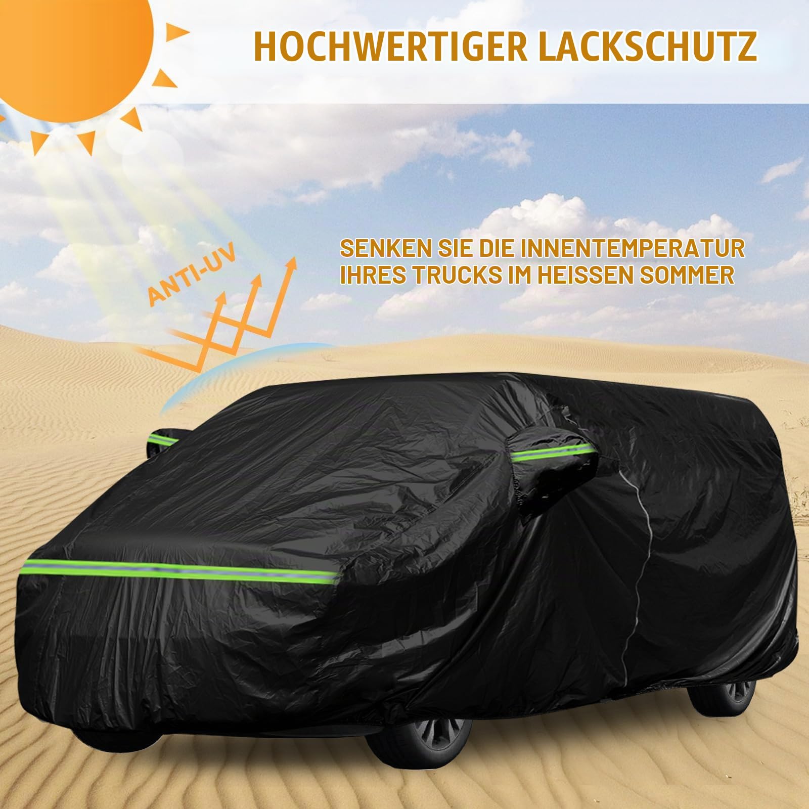 Autoabdeckung Vollgarage Ersatz für Ford Transit Custom L1H1 2012-2022 | 300D Allwetter Wetterfeste Autoabdeckung für Drinnen und Draußen mit Reißverschlusstür und Winddichtem Gurt