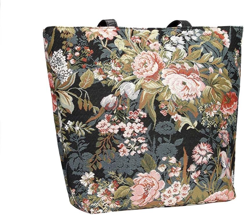 Signare Tapestry Shoulder Bag Tote Bag for Women with Peony Flower (SHOU-PEO)
