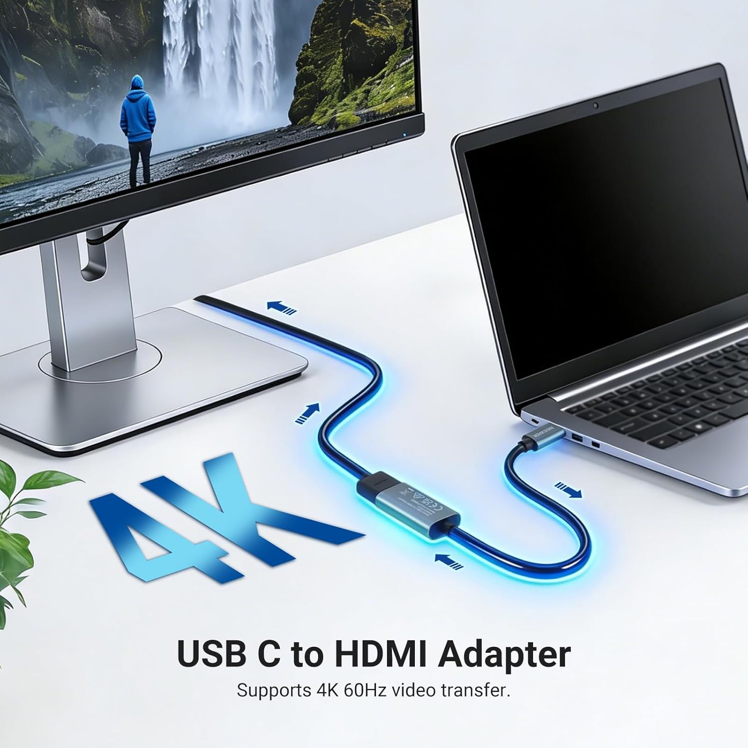 NEEWER USB C to HDMI Adapter, 19cm Plug & Play Type C (Male) to HDMI (Female) for 4K 60Hz Video Transfer, Compatible with iPhone iPad MacBook iMac Thunderbolt Android Phone Tablet TV, PS022