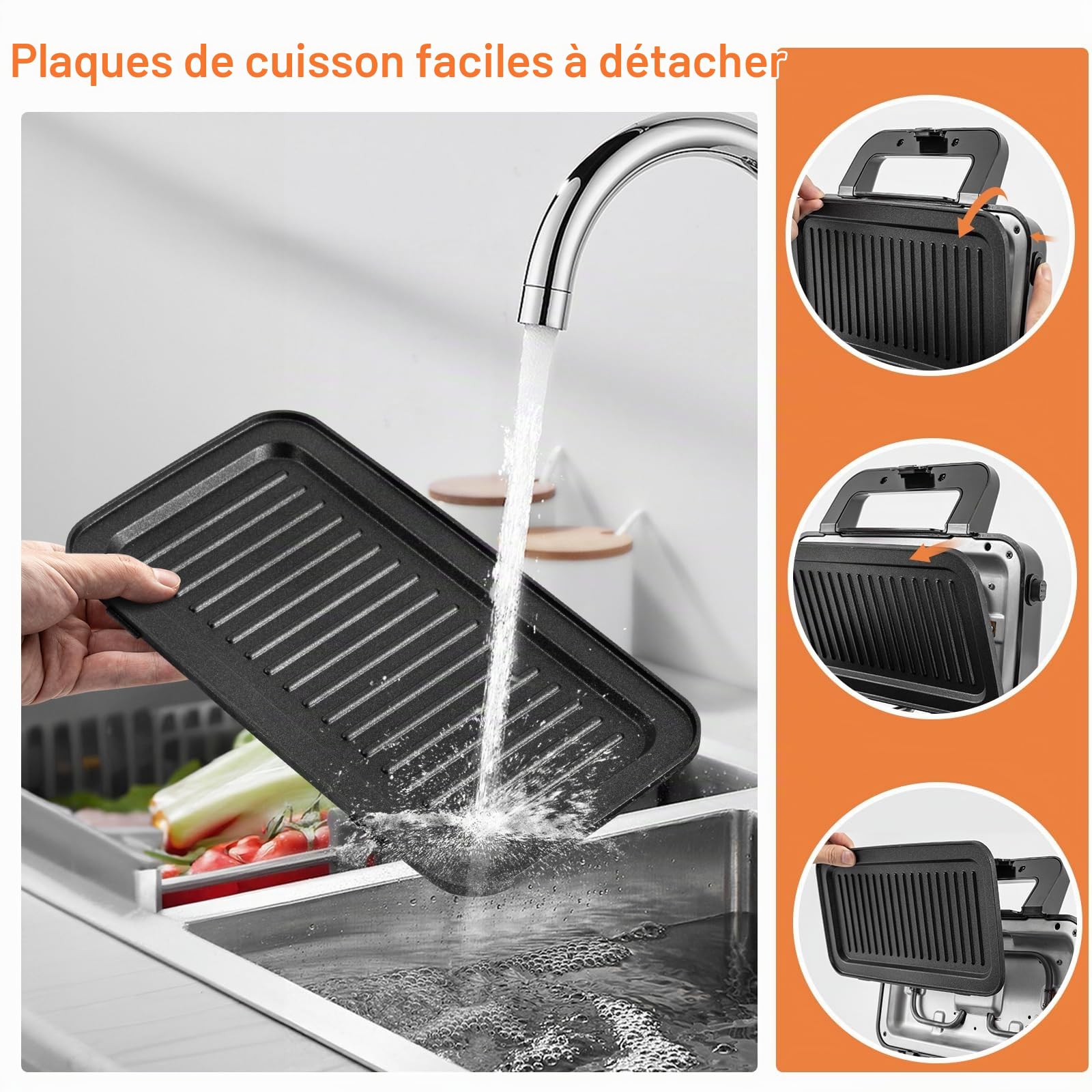 SOARS Appareil Croque Monsieur 3 en 1 1200W, Machine à Panini Électrique