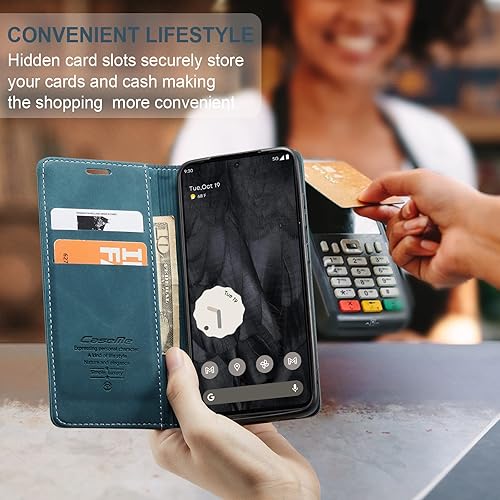 Miniatura 7 de Funda tipo cartera para Google Pixel 8 Pro 5G, a prueba de golpes, con ranuras para tarjetas, soporte invisible para Google Pixel 8 Pro 5G (2023)