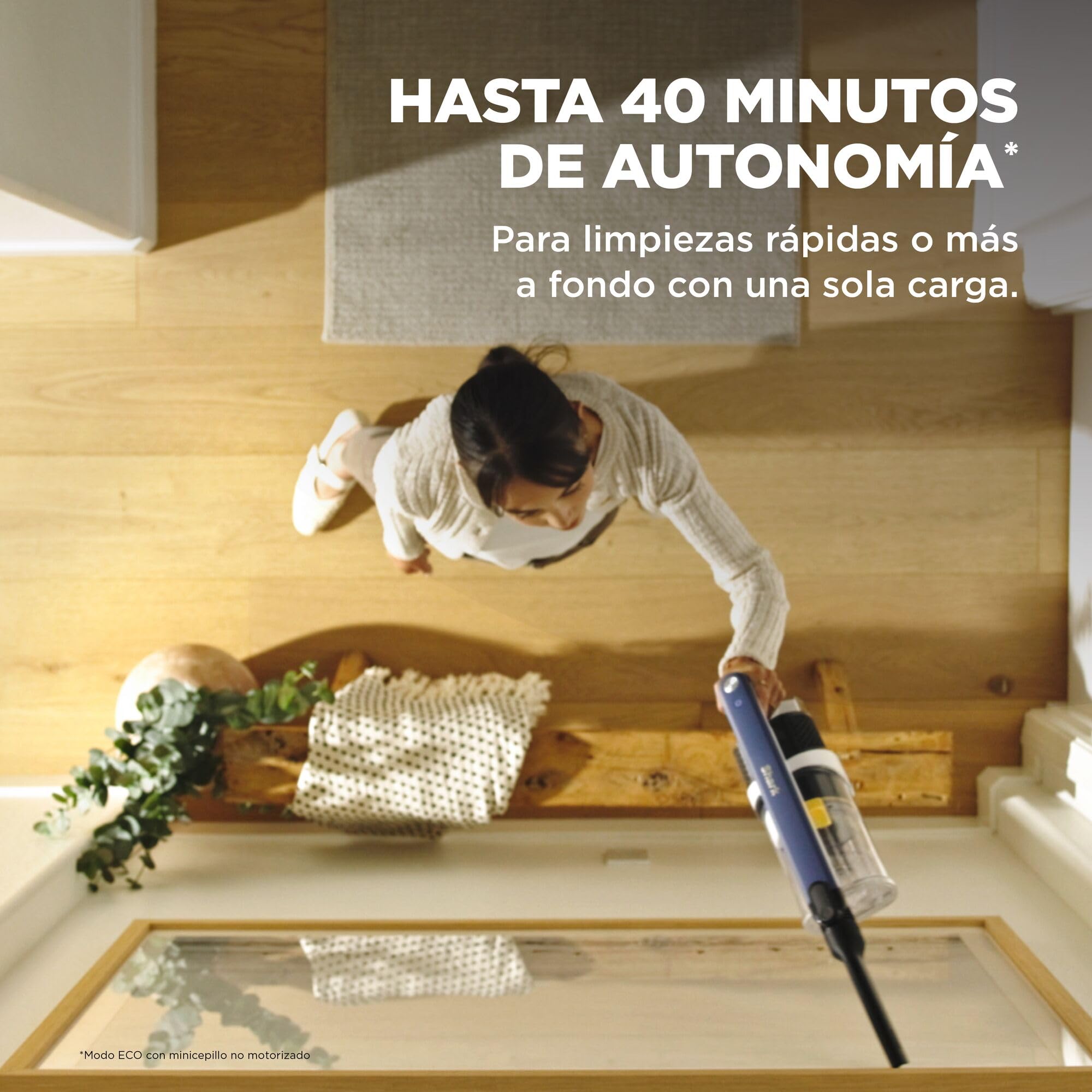 Shark aspiradora sin Cable, succión Potente, Anti Hair Wrap, FloorDetect, TurboPro Detect, hasta 40 min de autonomía, Boquilla Estrecha, HEPA + Anti-Allergen Complete Seal, Luces LED, Azul, IY143HEU