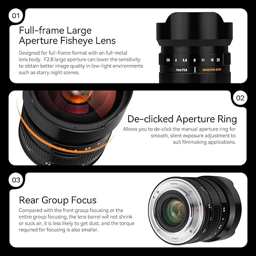 Miniatura 9 de Brightin Star Lente manual de ojo de pez ultraancho F2.8 de 0.433 in F2.8, apto para Canon RF-Mount EOS-RP, EOS-R, EOS-R5, EOS R7, EOS-R6, EOS-R3,