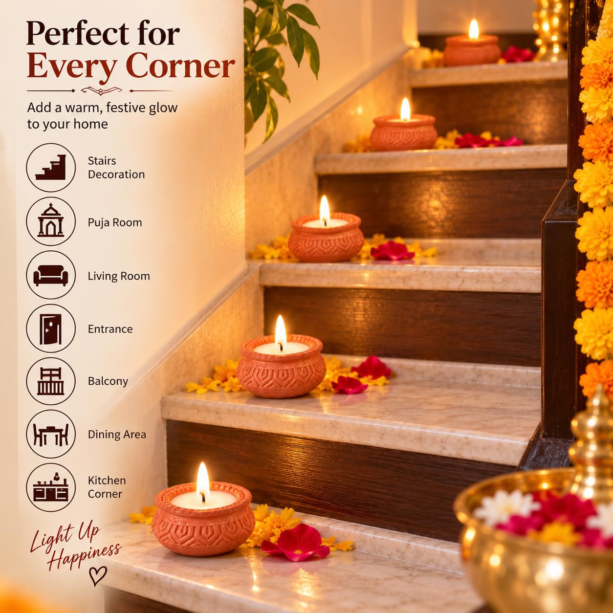 DIVAYANSHI Terracotta Tea Lights - Diwali Candles Pack of 12 -4 DIVAYANSHI Terracotta Tea Lights - Diwali Candles Pack of 12 -4