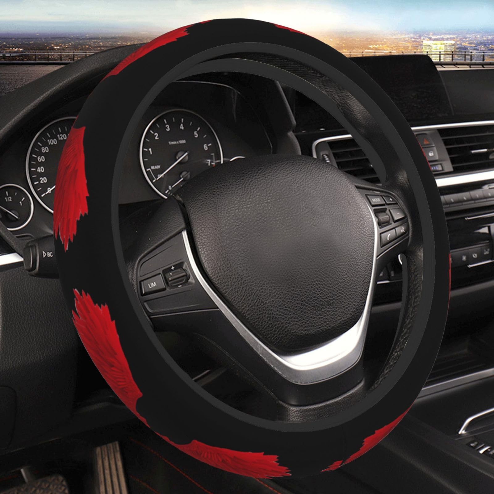 Wings Indonesia Indonesia Flag Car Steering Wheel Cover for Men Women Thickened Elastic Fabric Non-Slip Steering Wheel Protector Universal Vehicle Car Accessory Size 15 Inch