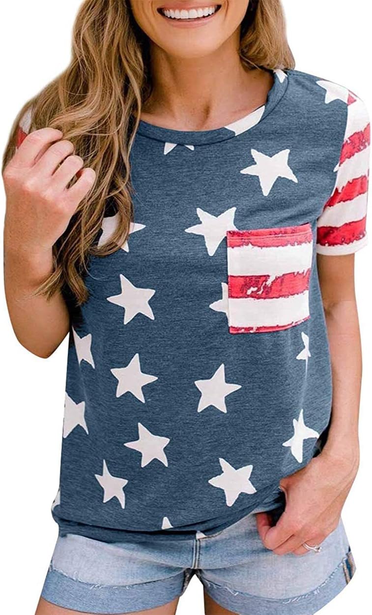 Womens American Flag Shirt 4th of July T-Shirt Togo Ubuy
