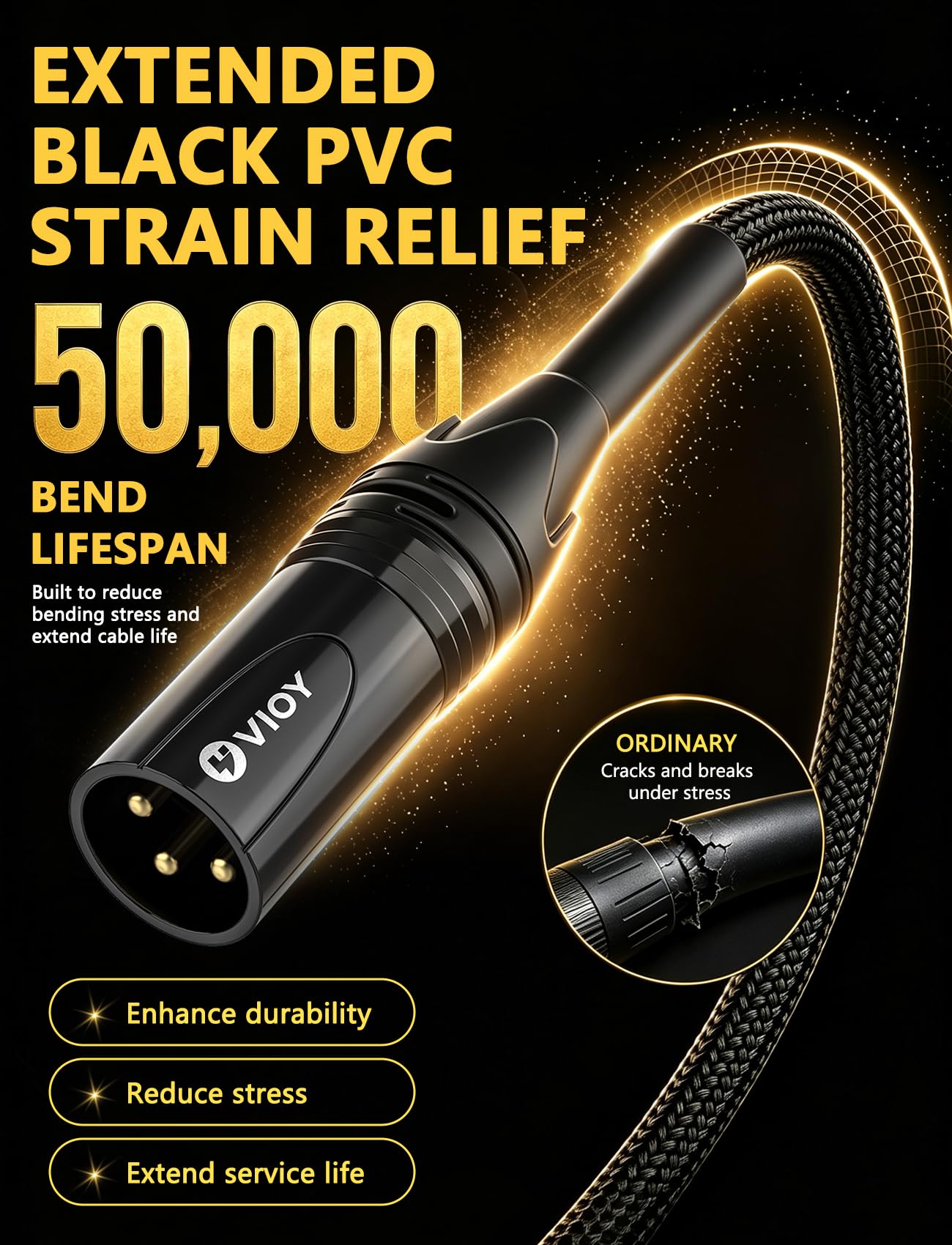 VIOY Cable de micrófono XLR de 30 pies, 20 AWG equilibrado macho a hembra