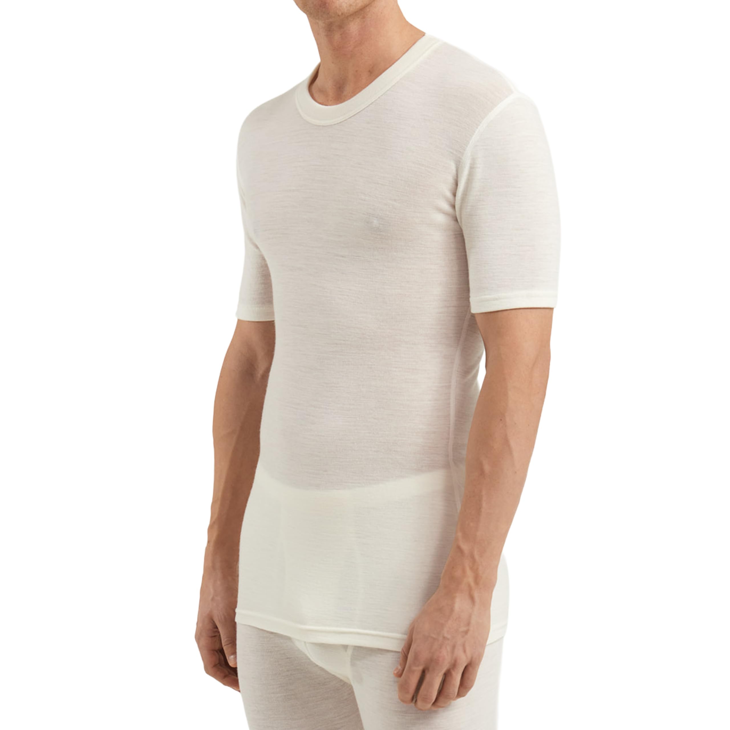 DILLING Men's Quarter Sleeve top - Organic Merino Wool Nature S