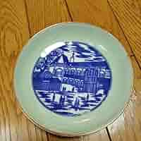 染付 明治 大正時代 大皿 文明開化 風景画 希少(K-YC476) 明治〜大正時代 染付八角皿 和食器 4枚セットの通販 by 肉 にく