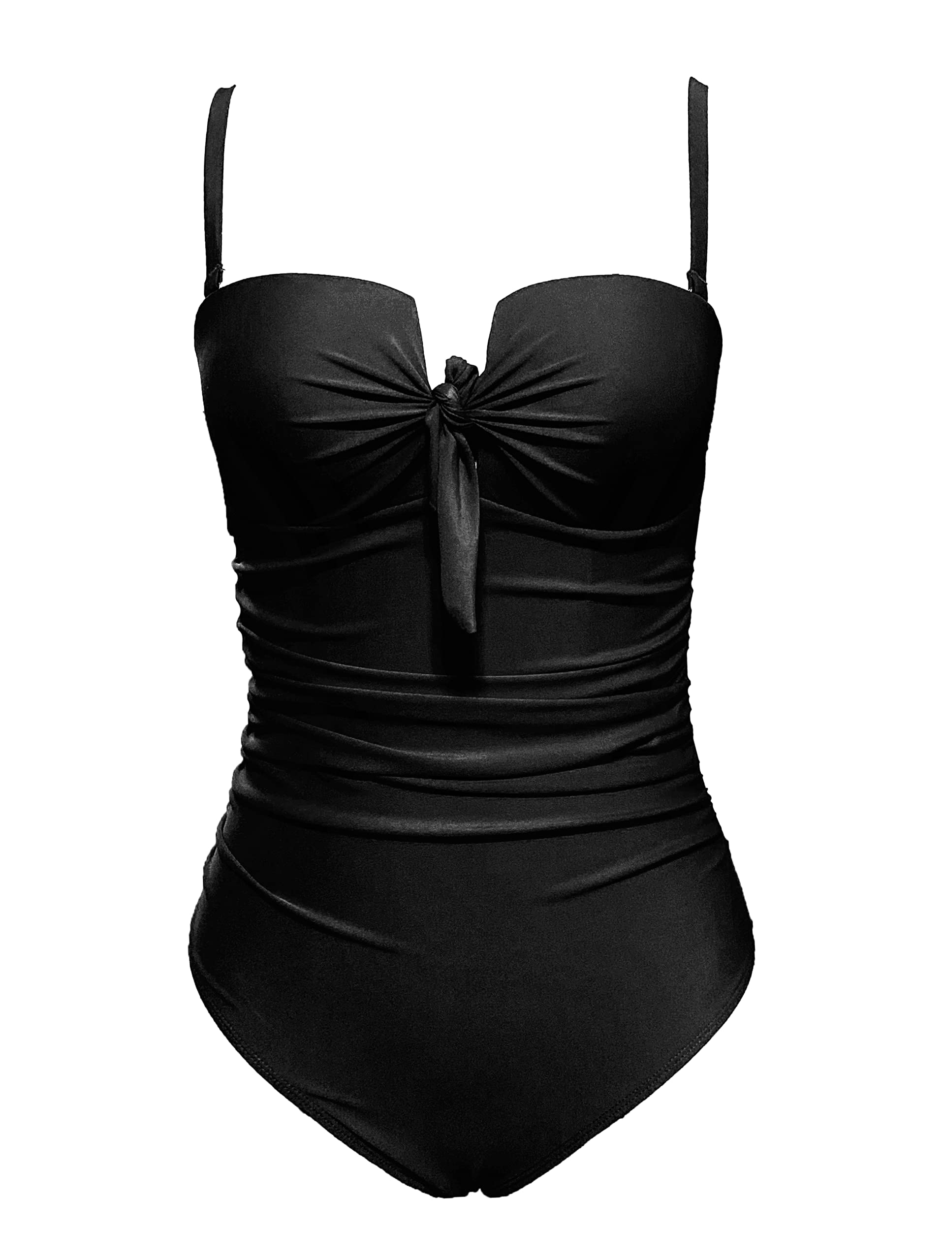 Maillot de Bain Femme Une Pièce avec Nœud Papillon,Ventre Contrôlé Froncé Monokini