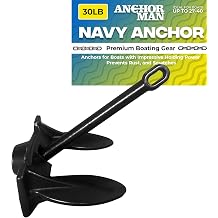 Anchor-Man Navy Anchor 10lb 15lb 20lb 30lb Black Vinyl Coated Naval Anchors for Boats with Impressive Holding Power - Prevents Rust, and Scratches
