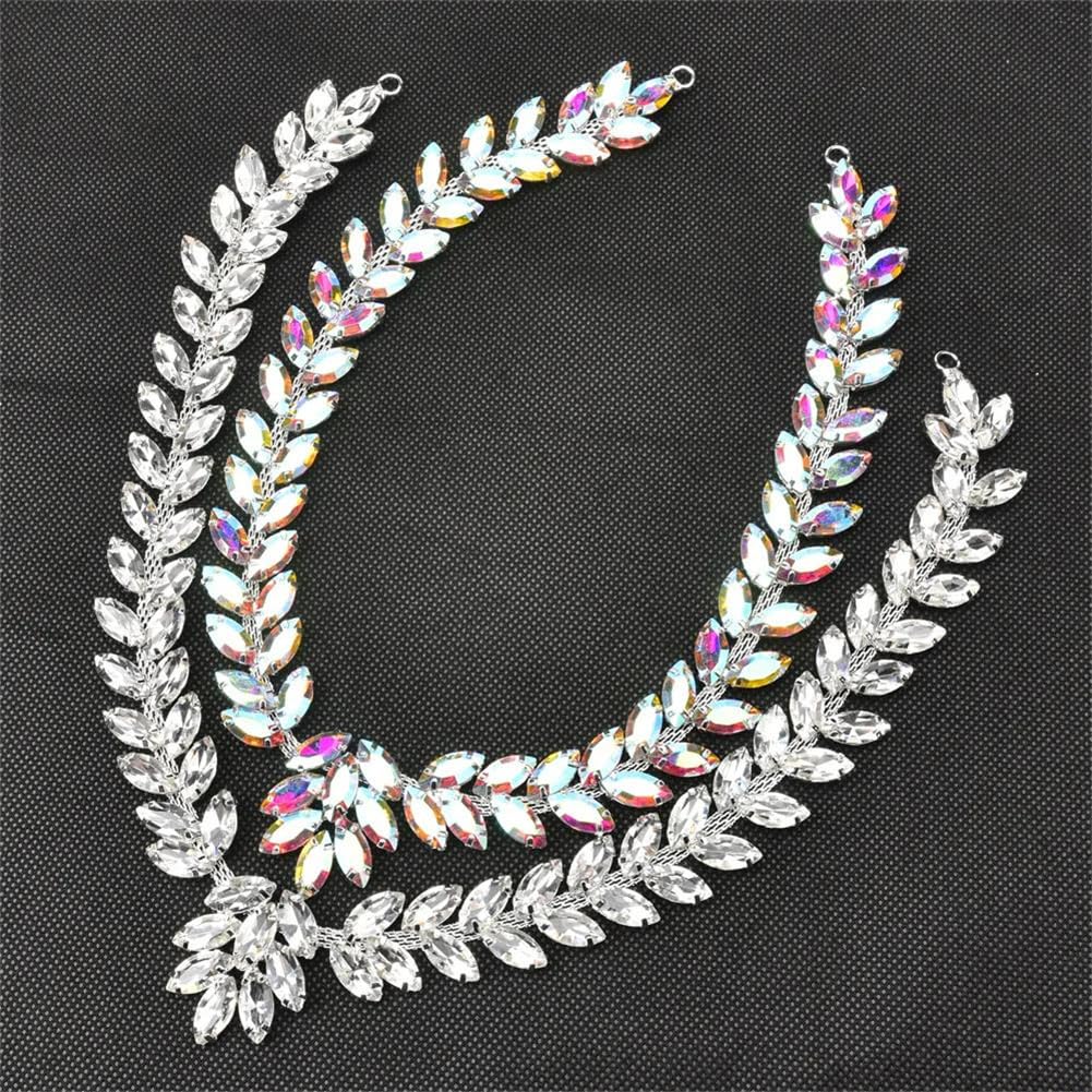Frędzle z kryształkami, Łańcuszek z frędzlami i kryształkami, aplikacja wykończenia, wielokolorowy, 2 szt(Crystal,2Pcs)