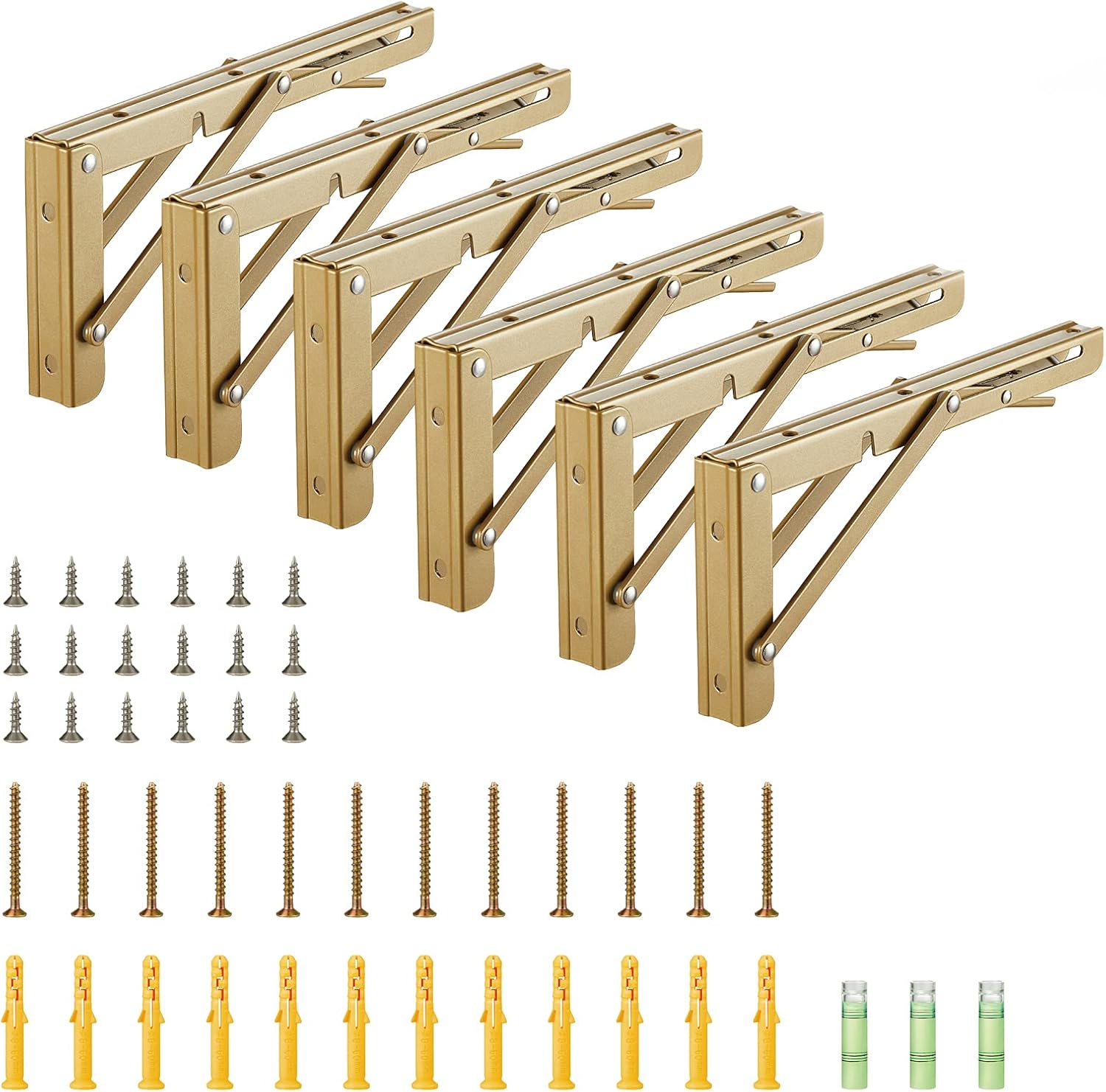 Shelf Brackets 6Pcs Copper Folding Shelf Brackets, Heavy