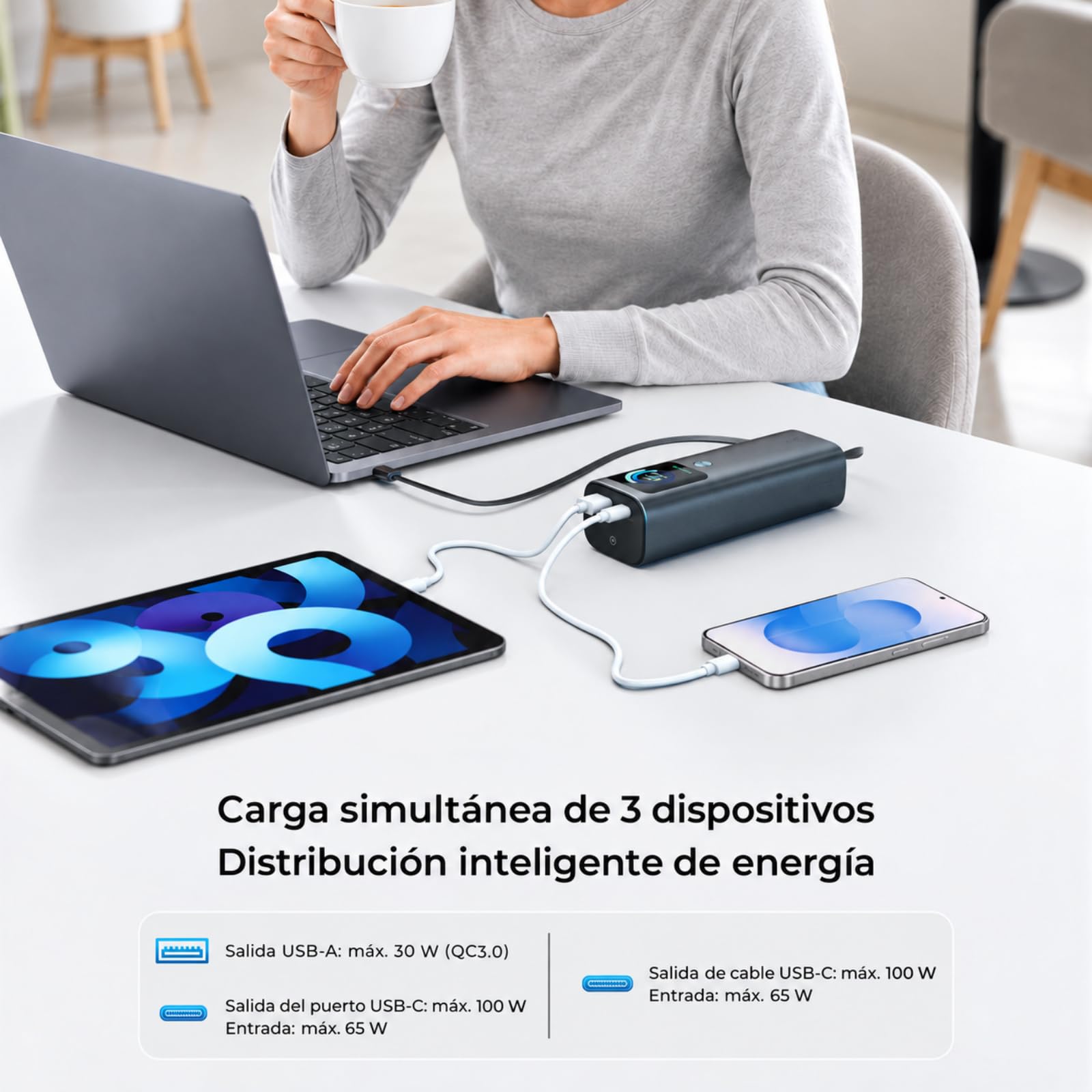Dyness Powerbank 20000mAh 165W, Power Bank mit PD3.1 Schnellladung, TFT-Farbbildschirm, Einziehbares USB-C Kabel Aluminium Kühlung, Kleinststrom für BluetoothGeräte