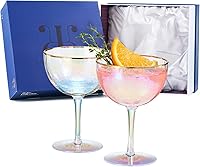 Vista 8 de Festive - Juego de 2 copas de champán martilladas iridiscentes con borde dorado, 8 copas de champán coloridas de 5 onzas, aniversarios, regalo