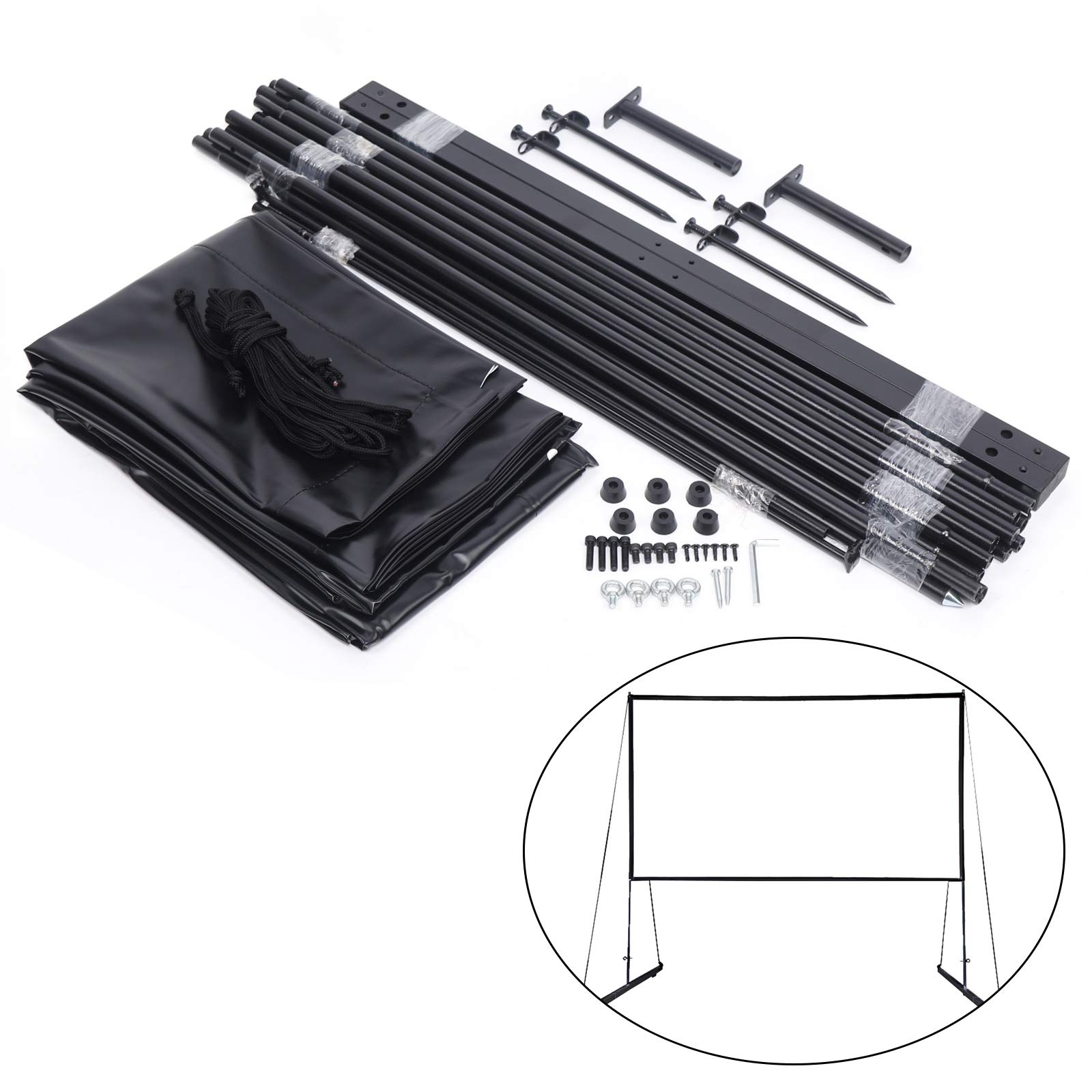 Schermo Per Proiettore 150 Pollici 16:9 - 339x270 Cm - Portatile Per Interni Ed Esterni - Foto 9