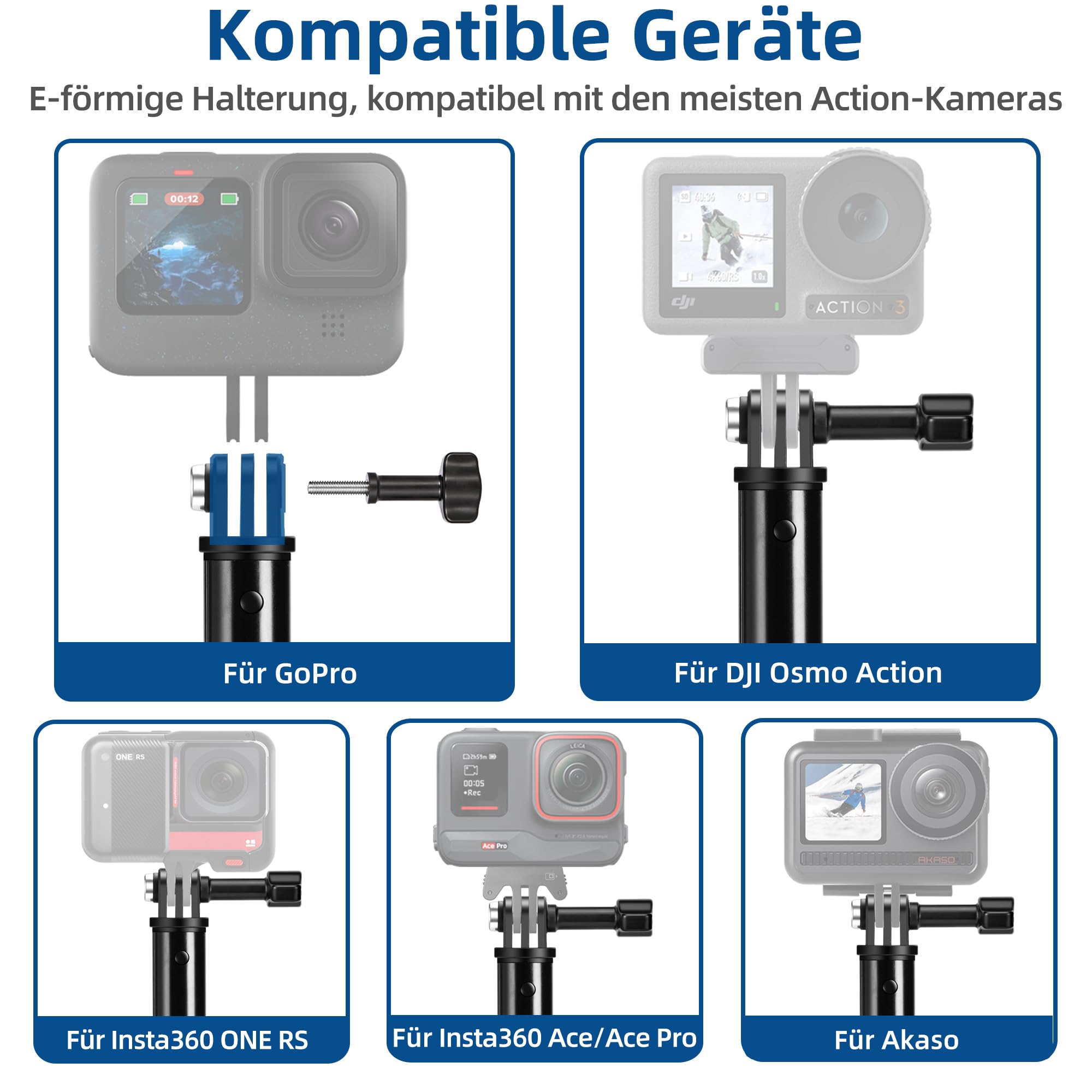 94cm Wasserdicht Selfie-Stick für GoPro, Ausziehbares Einbeinstativ für DJI Osmo Action 5 Pro/4/3, GoPro Hero 13/12/11/10/9/8/7/Max, AKASO EK7000 Action-Kameras