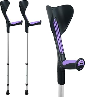 ORTONYX Forearm Crutches 1 Pair - Ergonomic Handle with Comfy Grip - High Density Sturdy Aluminum - 308lb Max / 200915