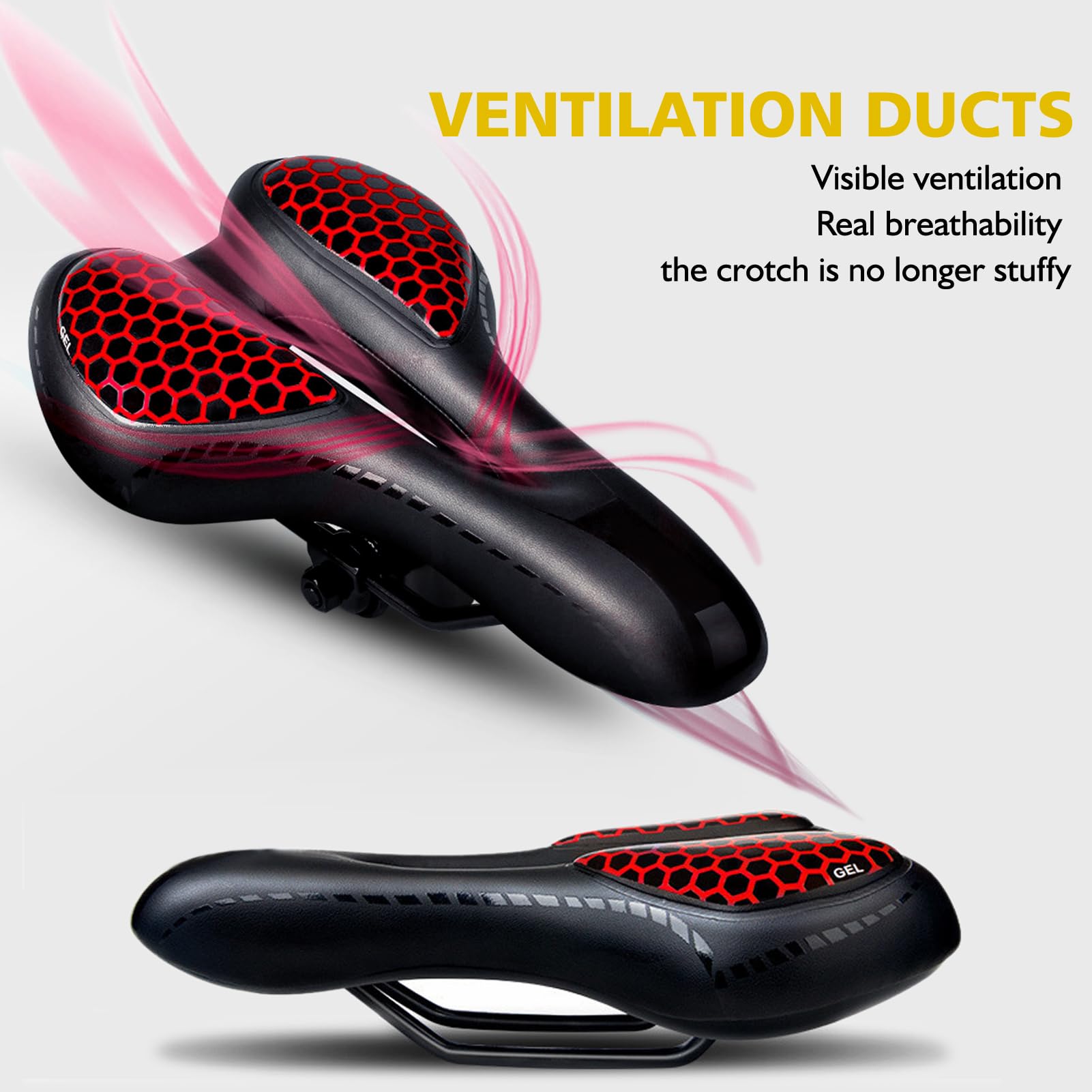 Sella Per Bicicletta Ergonomica E Comoda - Sellino In Silicione Spesso, Traspirante, Per Tour, MTB, City E E-Bike