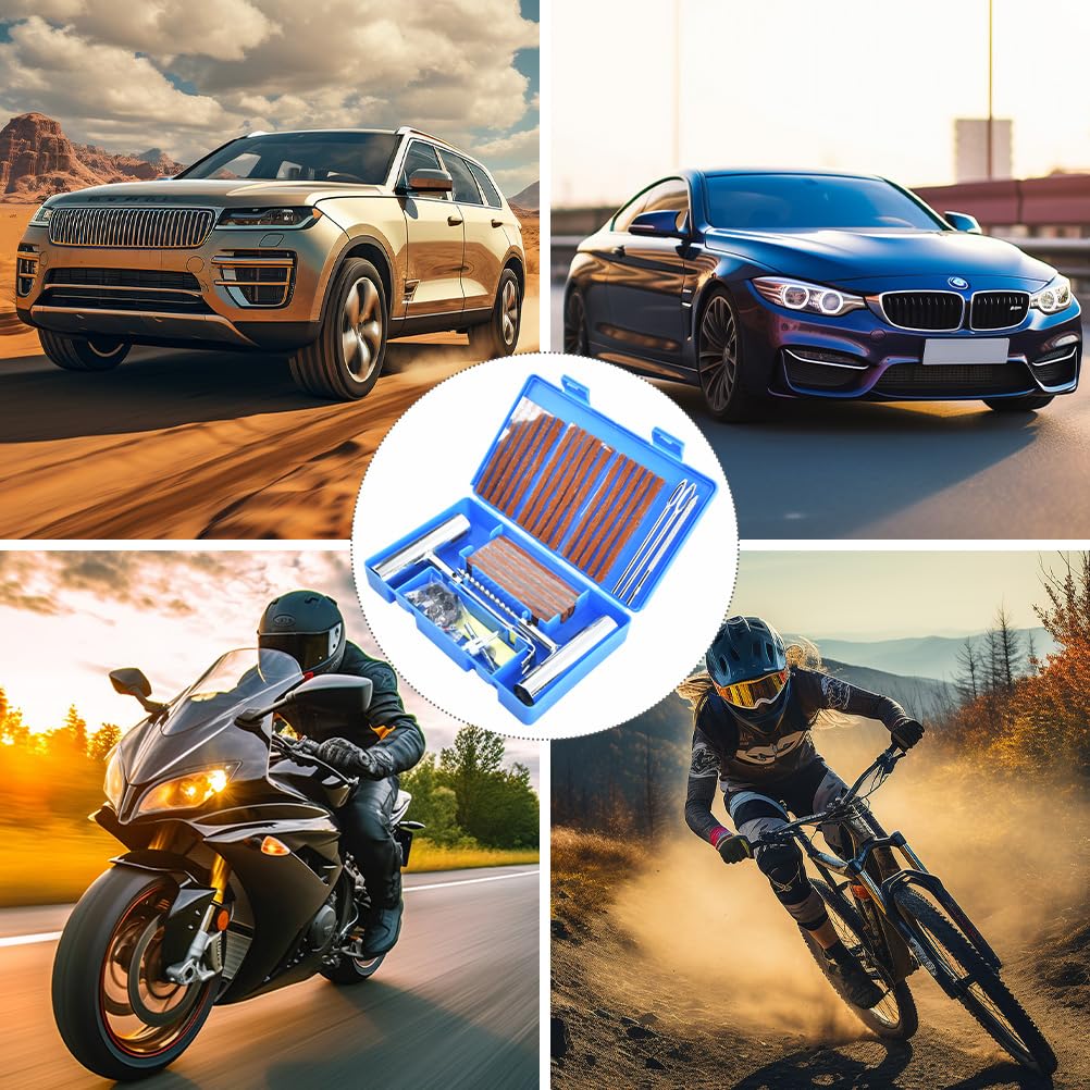 57 sztuk zestaw naprawczy do nakłuć samochodowych, zestaw naprawczy przebić motocykl zestaw zapobiegający przebiciom samochodowym, knotami, przebiciami, zestaw do motocykli, samochodów