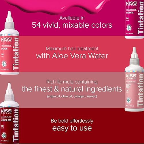 Miniatura 10 de Kiss Tintation Tratamiento de color semi-permanente para el cabello, 5.0 US fl oz (148 ml), morado (African Violet)