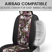 Vista 5 de BDK Fundas de asiento de coche de piel sintética con flores rosas para asientos delanteros, paquete de 2 – Patrón floral con reposacabezas a juego