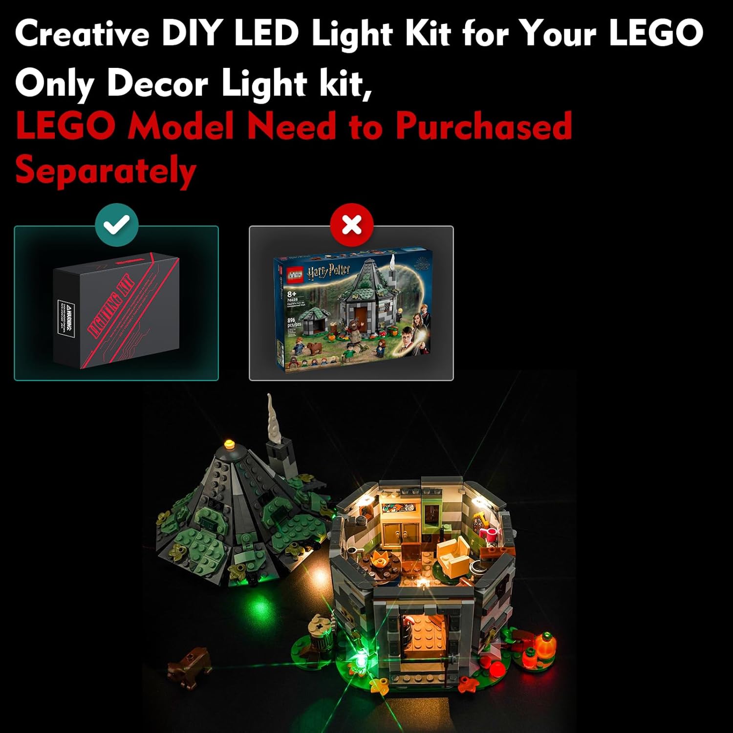 LocoLee LED Light Kit Compatible with Lego 76428 (No Models Only Light) Creative Lighting Set Accessories Compatible with Lego 76428 Set