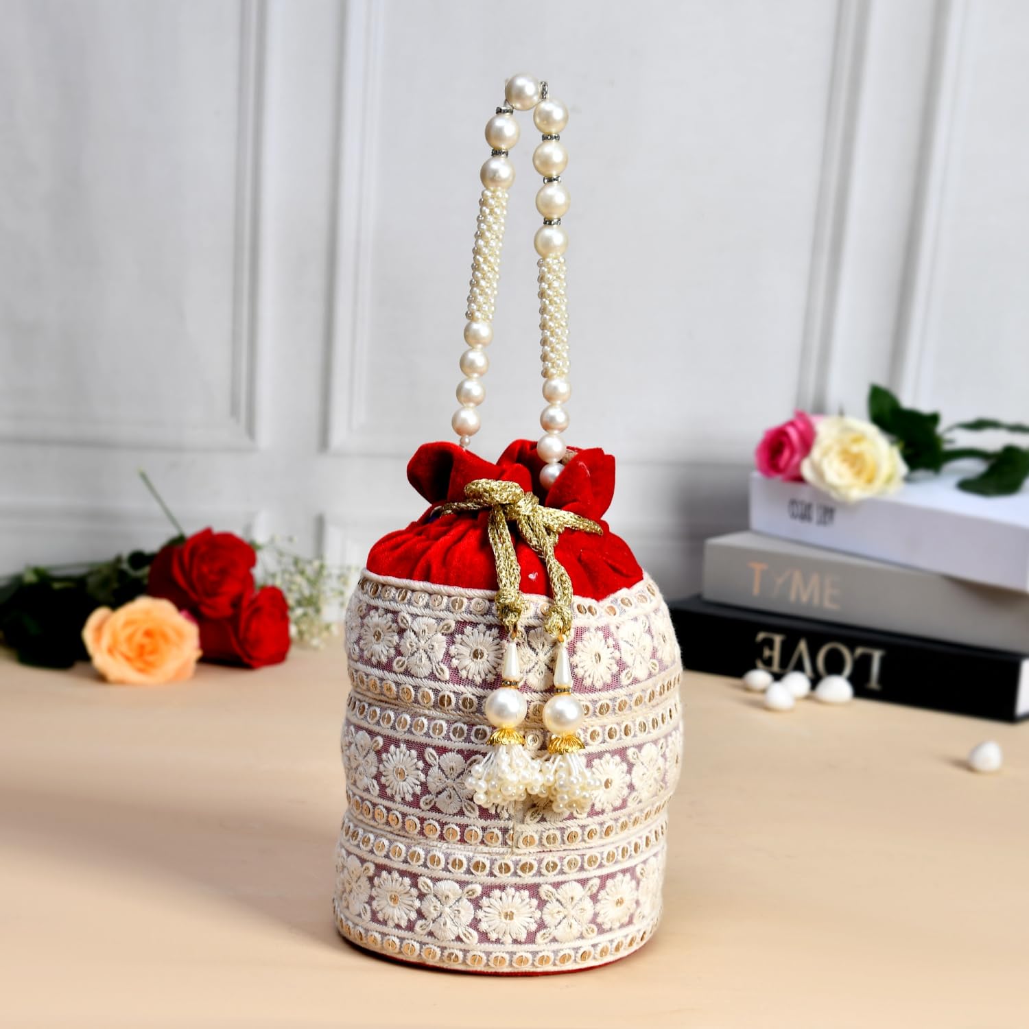 Kuber Industries Potli | Velvet Wedding Potli | Beads Handle Potli | Wallet Potli | Christmas Gift Potli | Baby Shower Potli | Embroidery Potli | Lucknowi Potli | Red (B0CQR8W2J6) Amazon Price History, Amazon Price Tracker