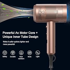 slopehill Professional Ionic Hair Dryer, Powerful 1800W Fast Drying Low Noise Blow Dryer with 2 Concentrator Nozzle 1 Diffuser Attachments for Home Salon Travel (Mocha Mousse)