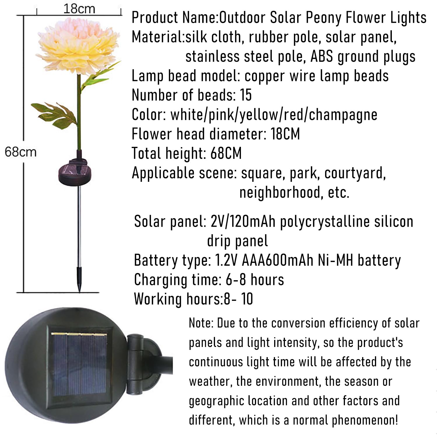 MIOBER Luci Solari Decorazioni Natalizie Per Esterni Luci Solari Impermeabili Per Fiori Di Peonia Con 15 Perline Luminose In Filo Di Rame Illuminazione Paesaggistica Per Giardino Con Prato