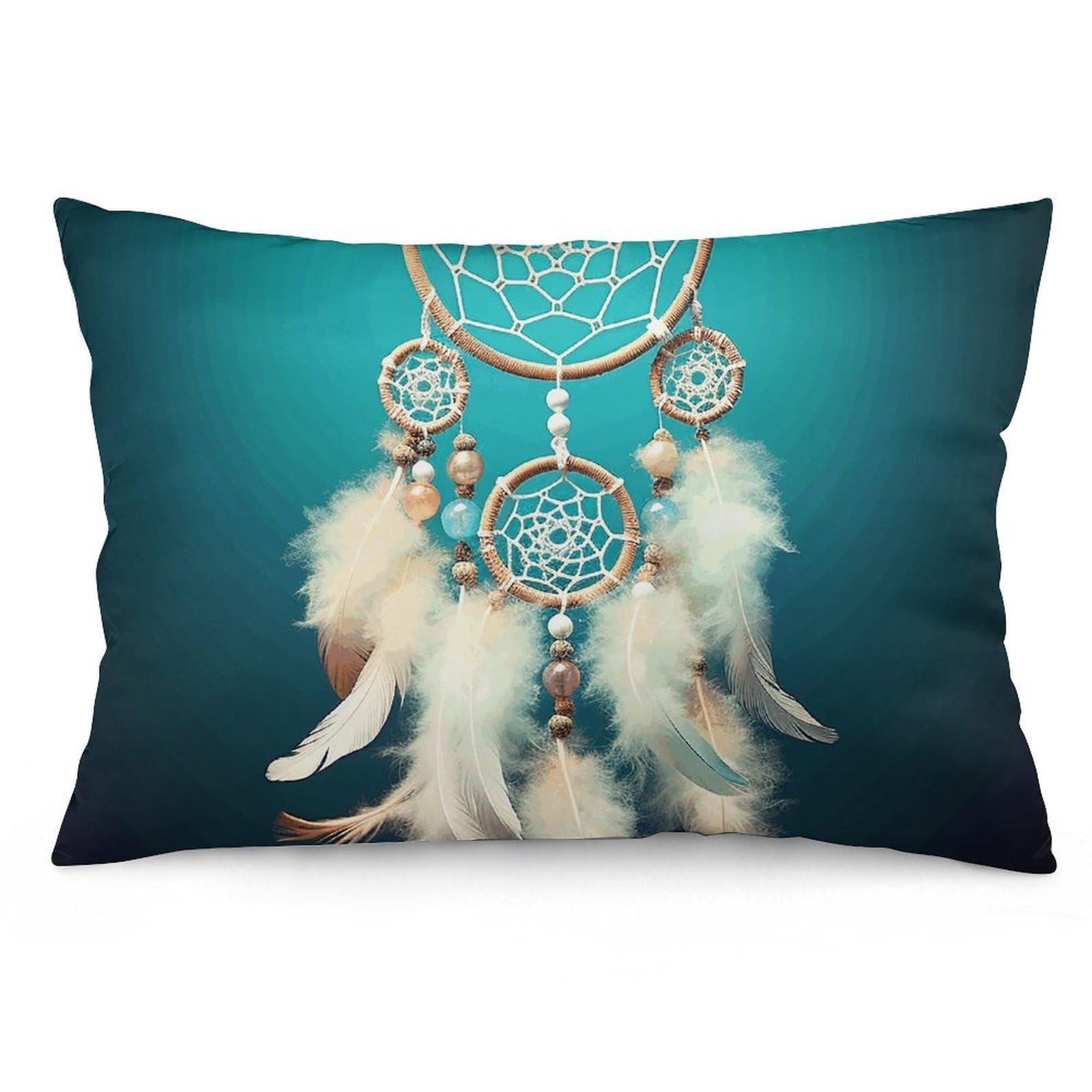 2 Pack Pillow Cases for Hair and Skin, Soft Breathable Pillow Case Covers with Hidden Zipper, White Dream Catcher Feather Pillowcase 12 "x20 Pillow Covers for Sleeping Gift