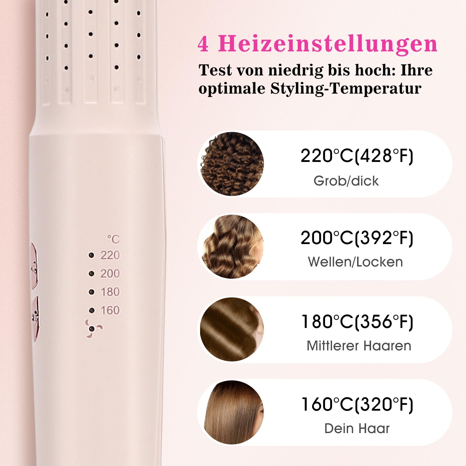 2-in-1 Lockenstab & Haarglätter mit Kaltluft, Negativ-Ionen