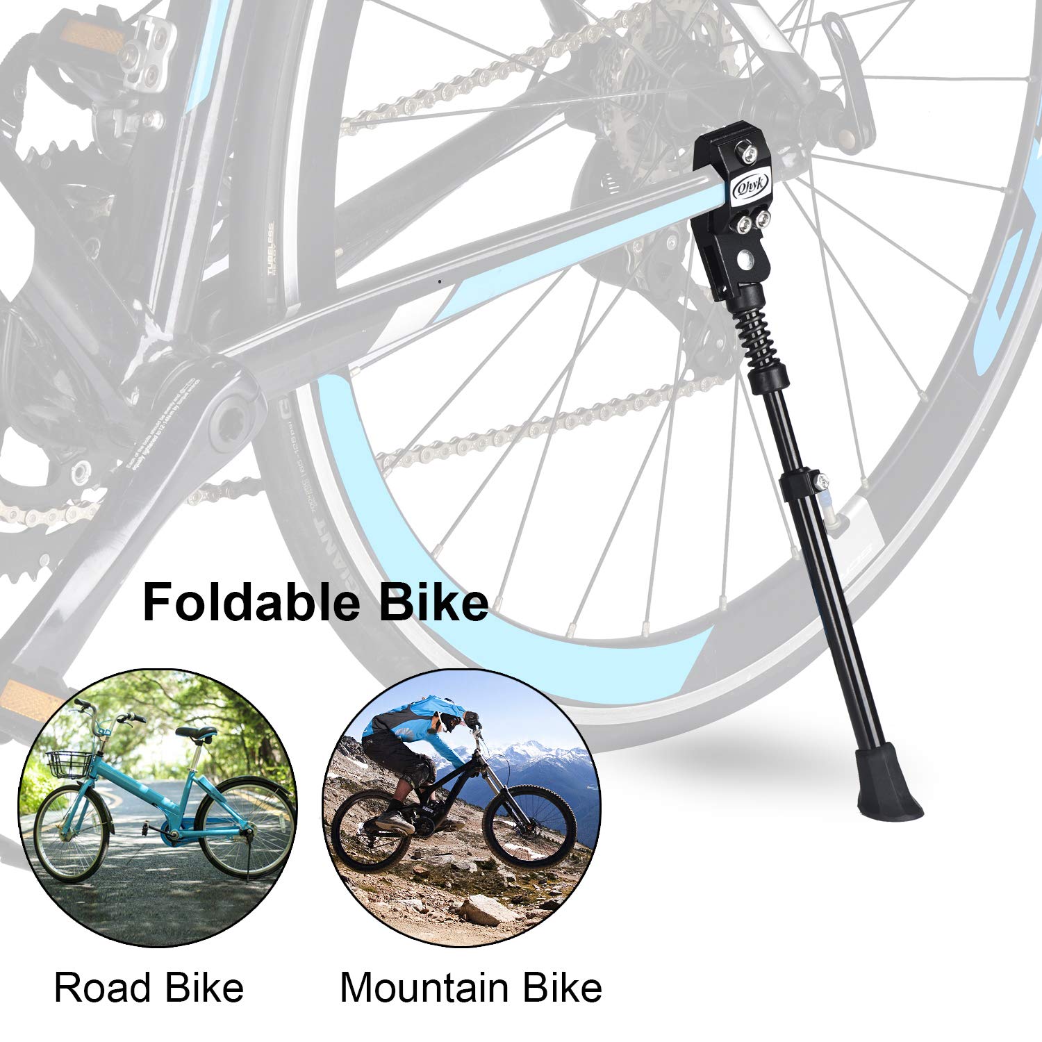QHYK Cavalletto Bici-cletta, Materiale Lega di Alluminio con Il Piedino di Gomma Antiscivolo, Regolabile Altezza, per Mountain Bike e la Bici piegante 16- 28