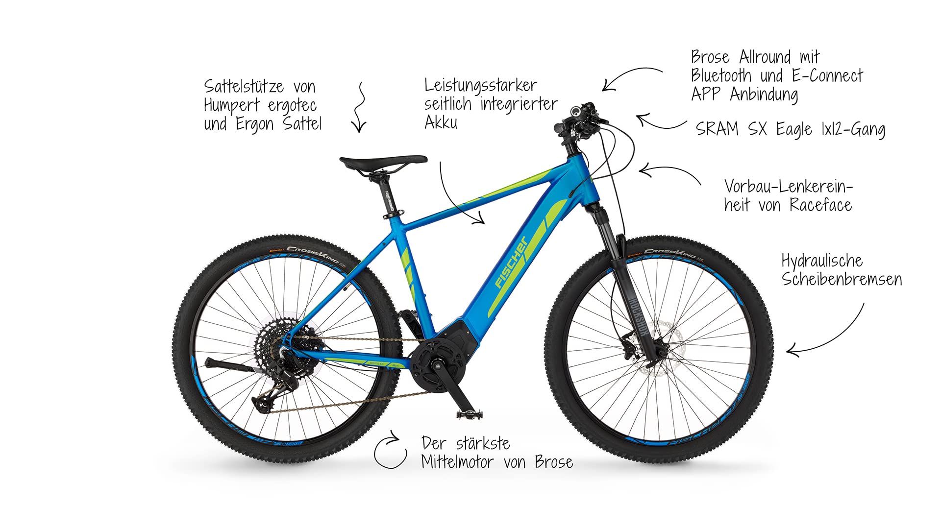 Fischer Bicicleta eléctrica MTB Montis 6.0i, Color Azul Mate, 51 cm-504 WH