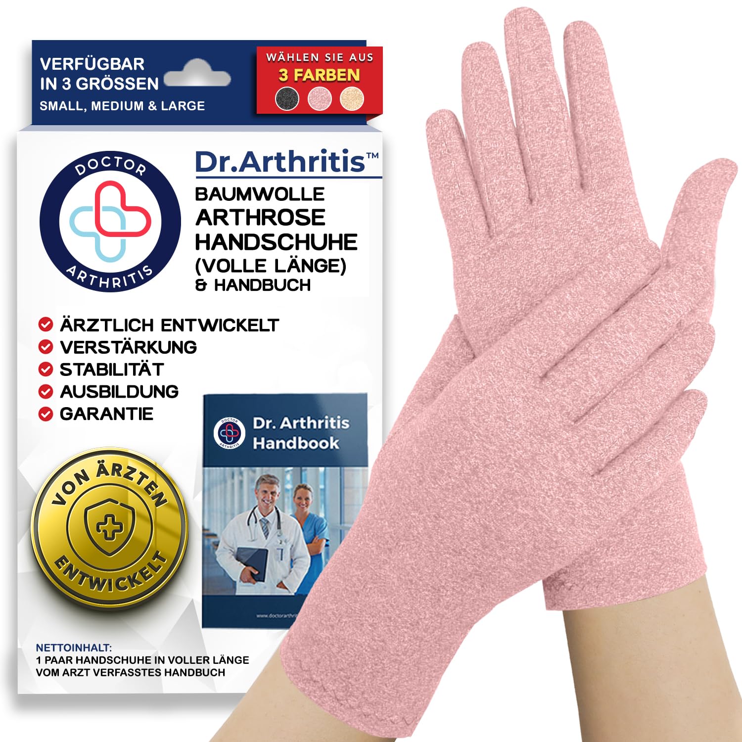 Von rzten Entworfen, Arthrose Handschuhe mit Kupfer, Kompressionhandschuhe  fr Frauen und Mnner, Vollfingerhandschuh fr Arthritis, Schmerzlinderung  und Wrme, Pink, L : Amazon.de: Fashion