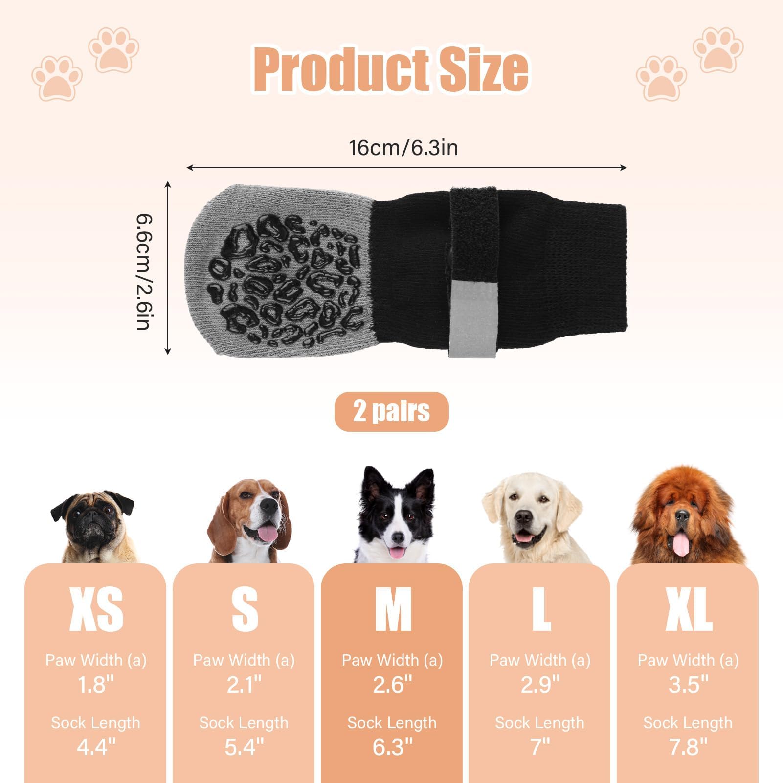 Anti Slip Dog Socks Paws Stop Licking, 2 works Dog Boots Protector Socks with Adjustable Strap - Image 2