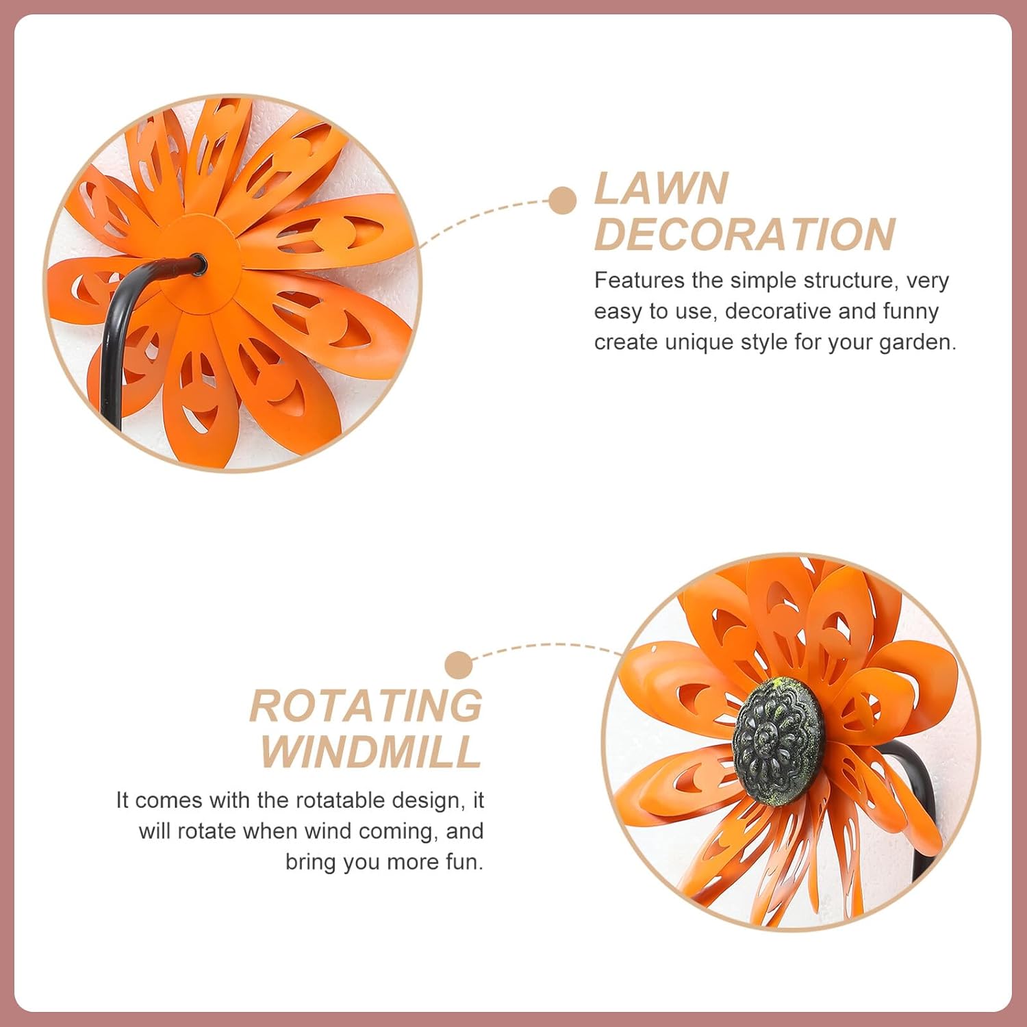 Mipcase Sunflower Pinwheel Wind Spinner for Yard and Garden, Bright Colored Metal Outdoor Decorative Windmill Stake, Rotating Garden Sculpture Lawn Ornament