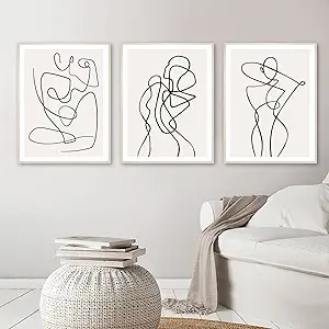 Minimalist Line Canvas Wall Art Woman Line Drawing Poster Minimalist Wall Art for Couples Bedroom Female Line Artwork Abstract Women Body Line Prints for Living Room Bathroom Wall Decor Unframed
