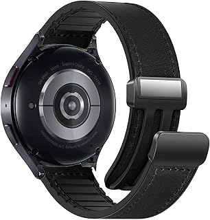 نيوينتور سوار جلد 20 ملم متوافق مع ساعة جالكسي 6 40 - 44 - 43 - 47 5 برو 45 ووتش - 4 بديل هواوي GT2 GT3 - 42 اسود للجنسين