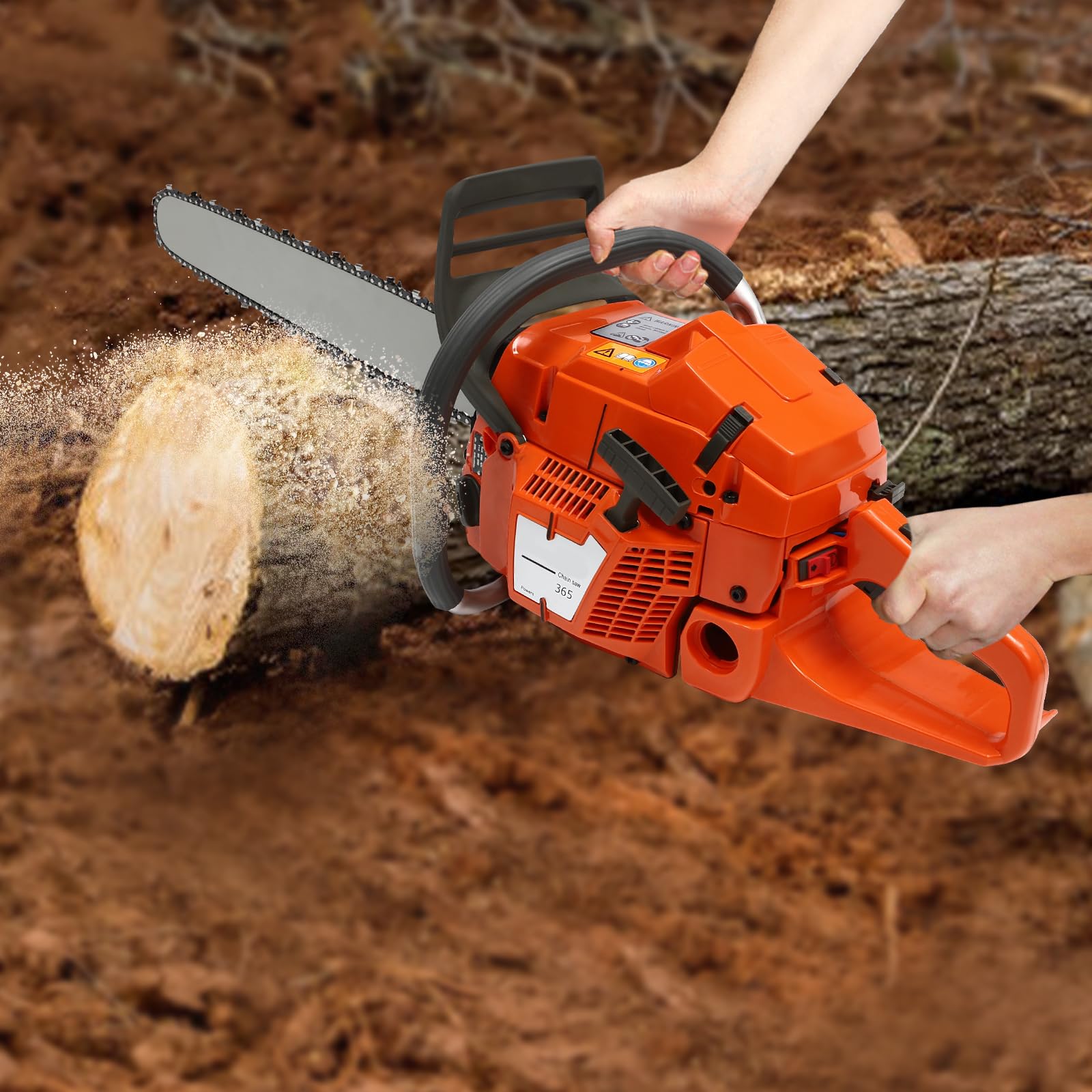 Motosierra de gasolina, motosierra de gasolina, 65 cm³, cilindrada, motosierra, sierra de árbol, sierra para el cuidado de árboles, 58 cm de longitud de corte, para cosecha de madera, corte de madera