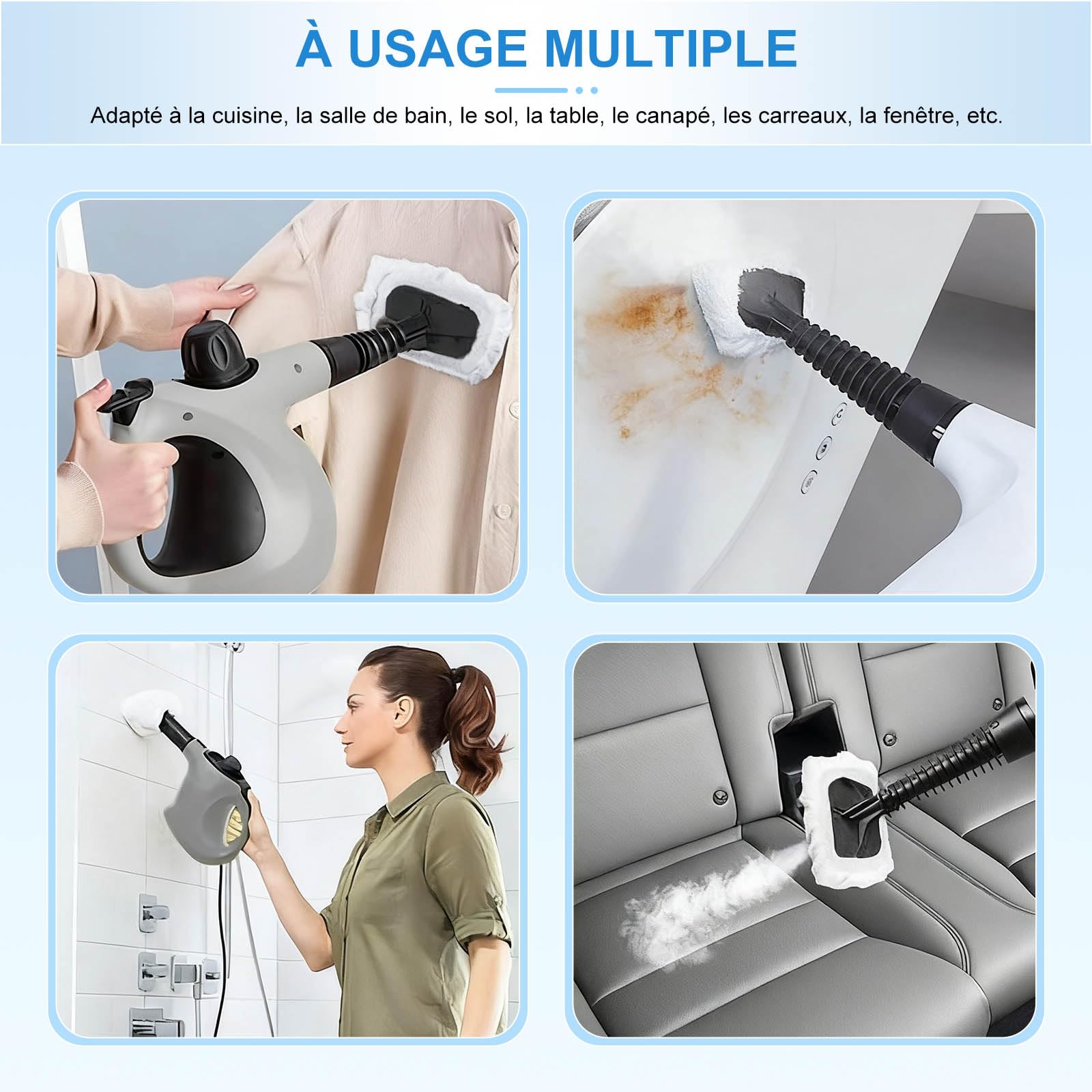 10 Pièces Accessoires Nettoyeur Vapeur, Pads de Nettoyage Vapeur Universels, Buses de Nettoyeur Vapeur Lavables, Chiffons en Microfibre pour la Plupart des Nettoyeurs Vapeur Manuels