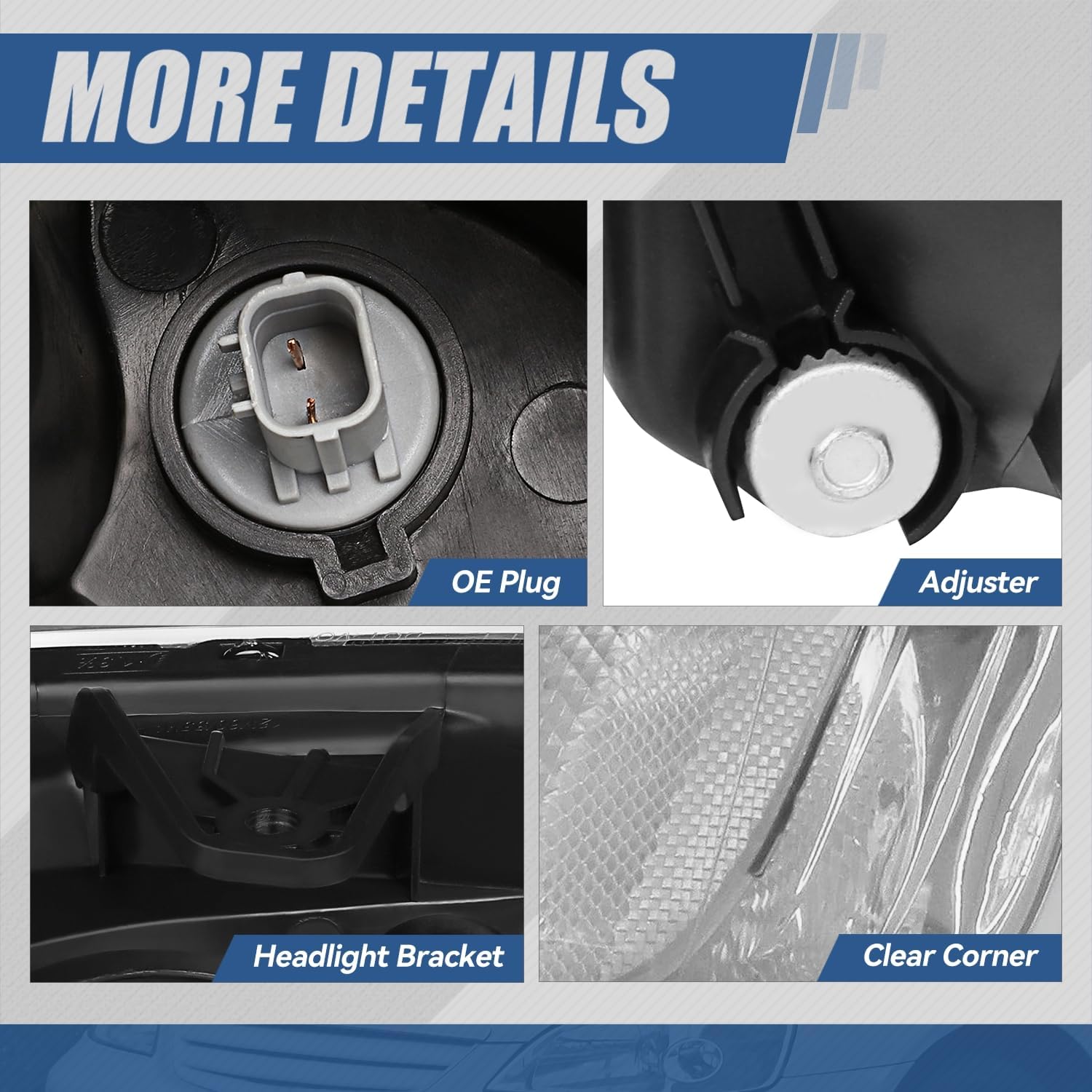 Auto Dynasty Headlights Assembly Compatible with 2001 2002 2003 Honda Civic Coupe/Sedan, Driver and Passenger Side Halogen Headlamps Replacement, HO2519102 HO2518102, Chrome Housing Clear Corner