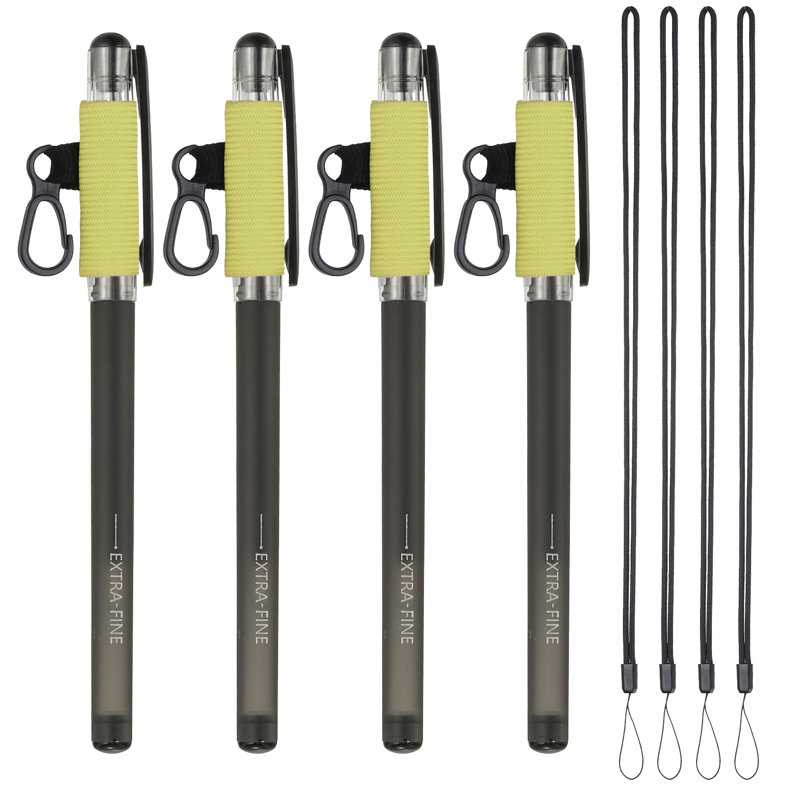 PATIKIL 4Pcs Elastic Pen Holder with 4 Lanyards, Anti Lose Portable Pen Holder for Necklace Carpenters Teachers Construction Workers, Pale Yellow