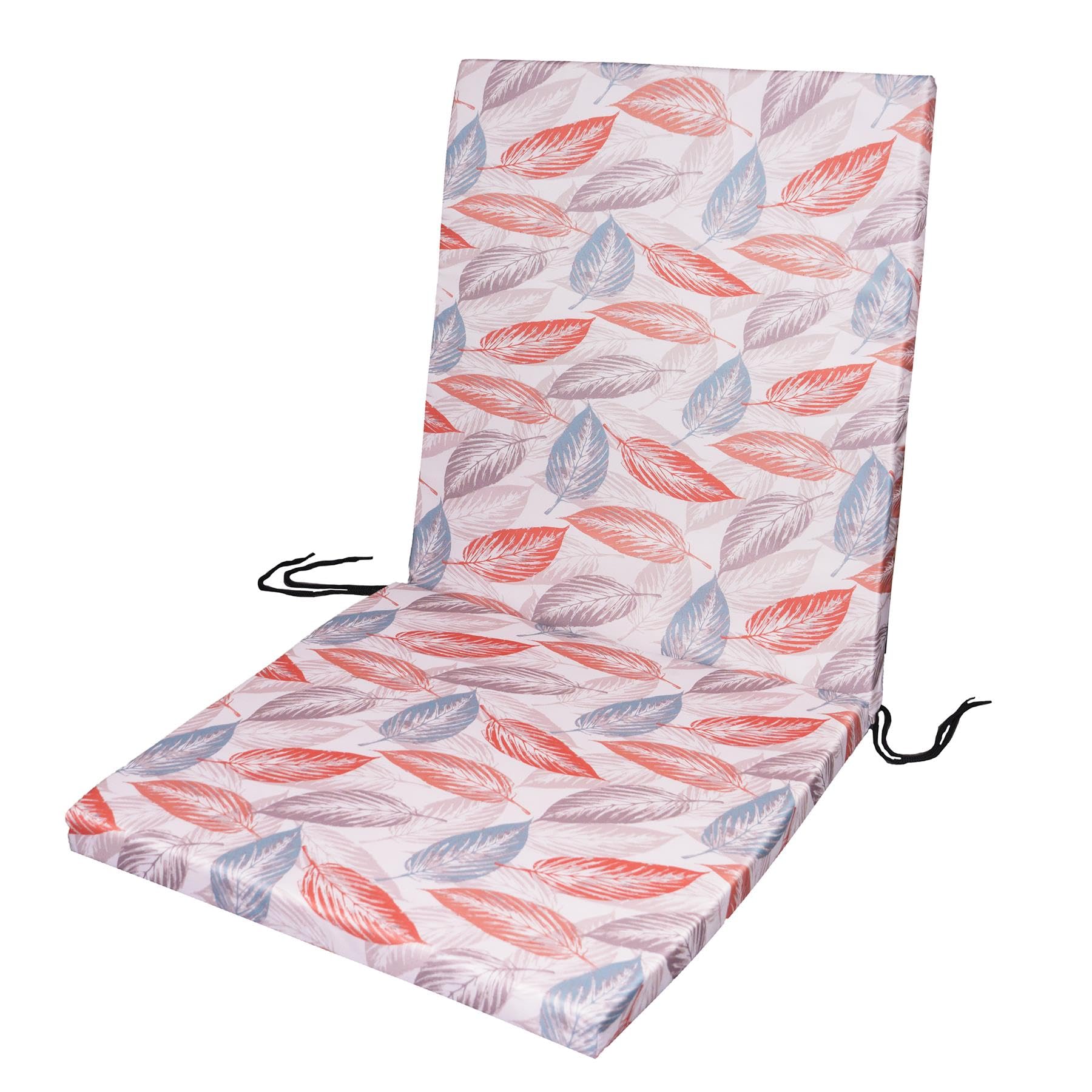Waterproof Low Back Garden Chair Cushions with Ties – Leafy02 Morocco Print | Outdoor Seat Pads 100 x 45 x 4cm - Outdoor Cushions for Garden Furniture, Recliners, Loungers – Removable Washable Cover