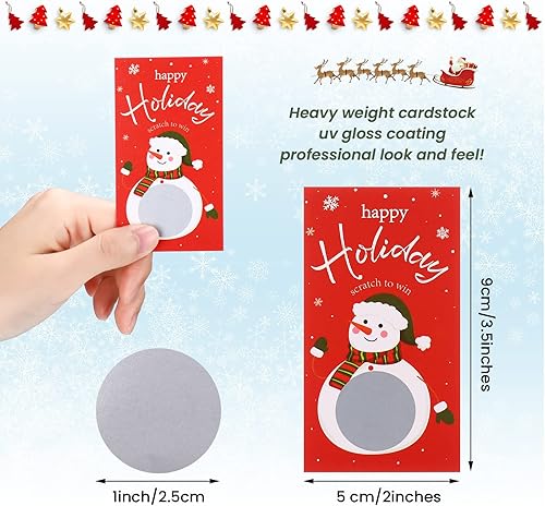 Miniatura 2 de Outus 50 tarjetas adhesivas de Navidad para rascar, juegos de fiesta de Hawái, vales festivos para rifas, sorteos de negocios, sorteos de premios