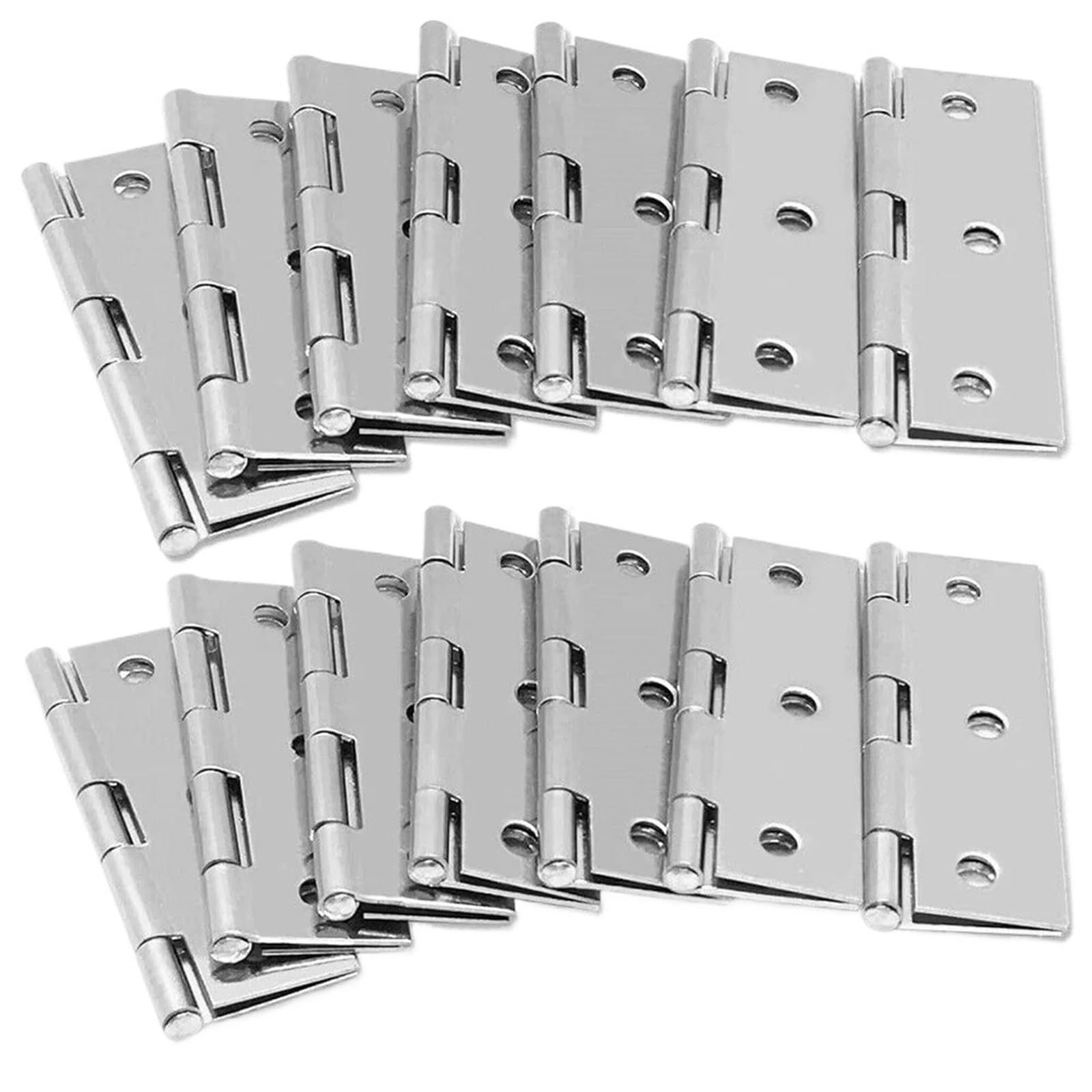 Huwoyg Silver 20Pcs 3Inch Door Hinge Stainless Steel Flat Hinges Window Cabinet For Connector Bookcase Wooden Box For Gate
